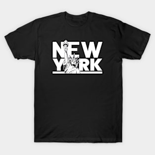 New York City Text with Liberty Statue T-Shirt